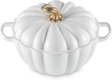 Кокотниця Le Creuset Figurale Kürbis, емальоване чавун, 4 л, білий колір з мідним ручками