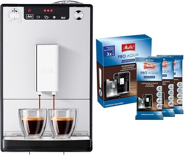 Кавомашина Melitta Solo - автоматична еспресо-кавоварка з регулюванням висоти, компактна модель з знімним резервуаром для води, для приготування еспресо та кави Crème