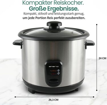 Рисівварка електрична Emerio RCE-110118.5 1.5л з антипригарним покриттям та функцією підігріву