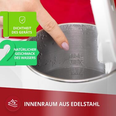 Електрочайник MPM MCZ-120 1,5 л з подвійною стінкою, регулювання температури 40-100°C, нержавіюча сталь, 2200 Вт, безшумний, білий