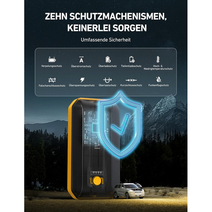 Powerbank Starthilfe AstroAI B8 для автомобіля: 7.0L бензин/5.5L дизель, Jump Starter з LED, QC 3.0 USB, 12V