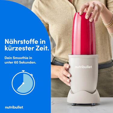 Nutribullet Pro 900 Блендер для смузі та коктейлів, 900 Вт, сірий (NB904MASN) - професійний міксер для фруктів та овочів