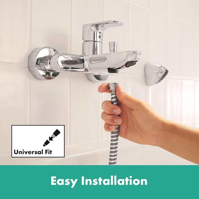 Змішувач для ванни Hansgrohe Rebris S накладний, для 2 споживачів, хром, довжина виливу 17,3 см