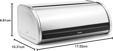Контейнер для хліба Brabantia Rollbrotkasten, великий хлібник із плоским верхом, матова сталь, One Size