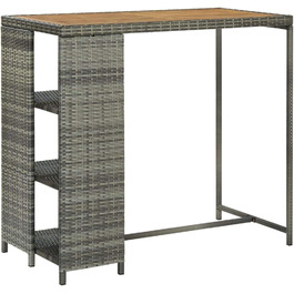 Барний стіл із полицею vidaXL, кухонний високий стіл, сірий, 120x60x110 см, поліратан