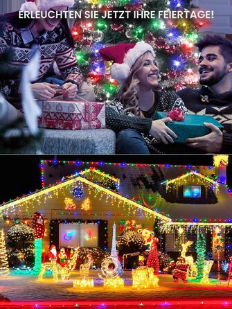 Світлодіодна гірлянда для вулиці 30м, 300 LED вогників для новорічного та різдвяного декору (Теплий білий/Кольорова)