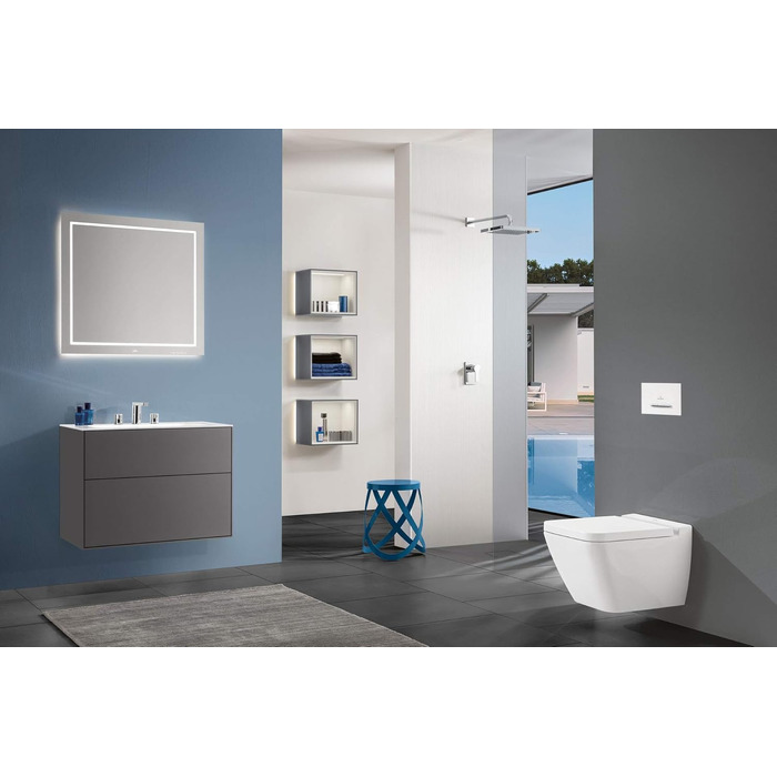Сидіння для унітаза Villeroy & Boch Subway D-подібне, з мікроліфтом SoftClose, білий глянцевий (Alpin), Duroplast, 9M55S101