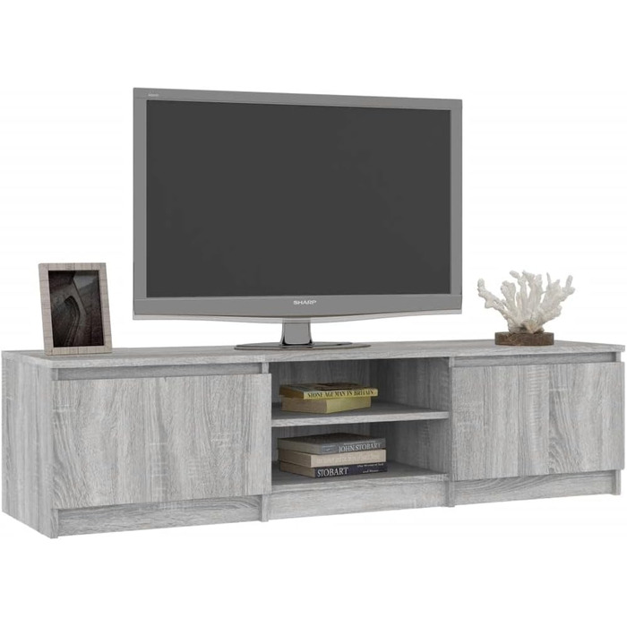 Тумба під телевізор vidaXL, сіра, ДСП, 140x40x35,5 см, сучасна ТВ-тумба, меблі для вітальні, низька тумба, шафа для телевізора, колір Sonoma