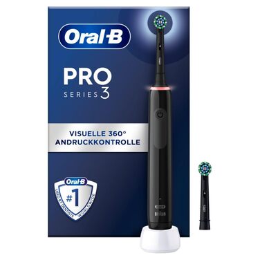 Електрична зубна щітка Oral-B PRO 3 3000, чорна (1 щітка + 2 насадки)