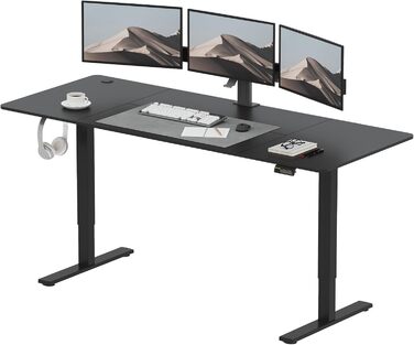 Електричний стіл SANODESK 200x80 см, регульований по висоті, ергономічний комп'ютерний стіл для роботи стоячи й сидячи з пам'яттю положень, чорний