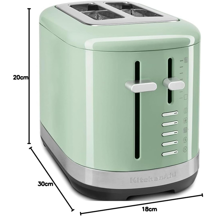 Тостер KitchenAid для 2 скибок, ретро дизайн, нержавіюча сталь (Колір: Фісташка) - 7 функцій