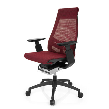 Офісне крісло GENIDIA SMART BLACK з сітчастою спинкою, червоним акцентом hjh OFFICE