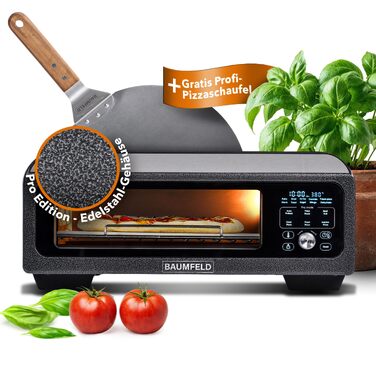 Мультифункціональна піч PizzaAirfryer400 12-в-1: піч для піци, аерофритюрниця та гриль до 400°C, XXL аксесуари, чавунний деко та камінь для випікання (Антрацит)