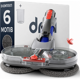 Електрична насадка для вологого прибирання Dripl для пилососів Dyson V7/V8/V10/V11/V15/Gen5 з від'ємним резервуаром для води, 6 багаторазових мопів і 1 контейнером для заповнення