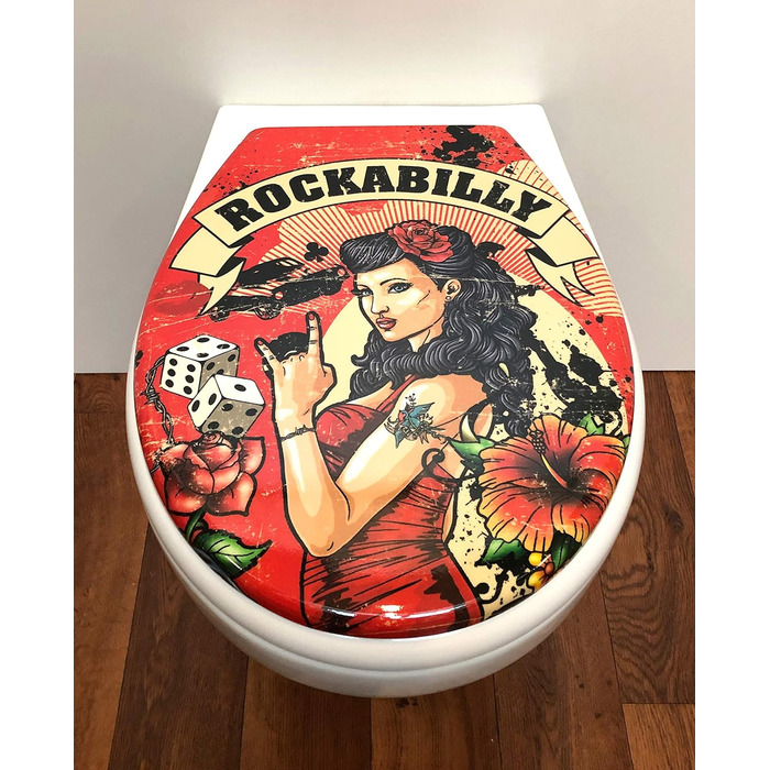 Сидіння для унітазу ADOB Design Rockabilly, дюропласт, плавне закривання, знімне, 59828