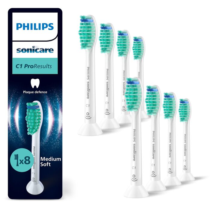 Смінні насадки для електричної зубної щітки Philips Sonicare C1 ProResults, білі, 8 шт, HX6018/87