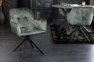 Дизайнерський стілець Riess Ambiente LOFT зелений, оксамит, обертовий, з підлокітниками, металевий каркас чорний
