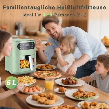 Аерофритюрниця Citybee XXL 10L (5L+5L) з двома камерами та вікном, Dual Zone Airfryer 2200W, сенсорне керування, таймер 24г, зелена