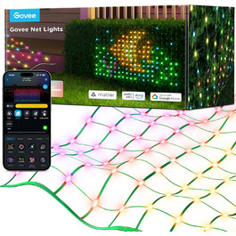Розумна LED-сітка Govee для кущів, 240 діодів, 0,88×1,43 м, вулична водонепроникна гірлянда з різними режимами, керування Alexa/Google, для Хелловіну, газону, декору