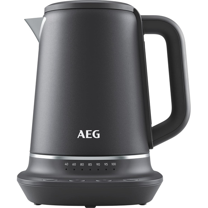 Електричний чайник AEG K7-1-6BP: 1.7 л, 7 температур, захист від накипу, LED-дисплей, сірий