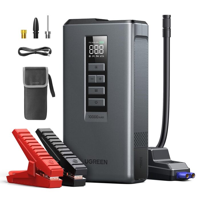 Пусковий пристрій UGREEN 3 в 1: Powerbank 10000mAh, бустер для авто та електричний компресор (помпа)