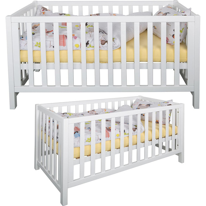 Дитяче ліжечко Betten-ABC Bubema Nils Classic 70x140 см, біле, лаковане дерево