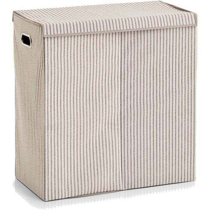 Кошик для білизни Zeller Stripes, 2-секційний, фліс, бежевий