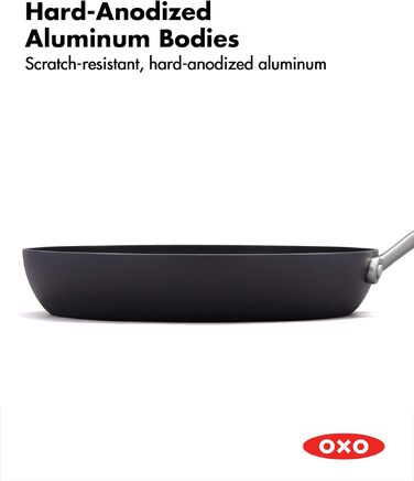 Набір посуду OXO Professionelles 10 предметів, кераміка з антипригарним покриттям, індукція, нержавіюча сталь, чорний (сковорода 20 см)