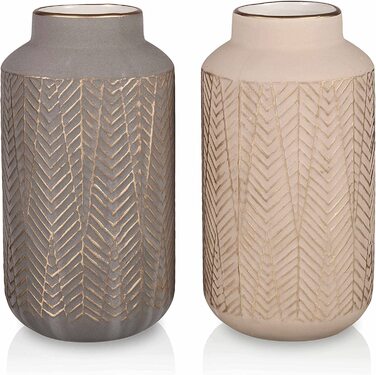 Набір керамічних ваз Teresa's Collections, світло-сірий і світло-золотий, сучасні вази для квітів, декор для вітальні, 20 см, подарунок на День матері