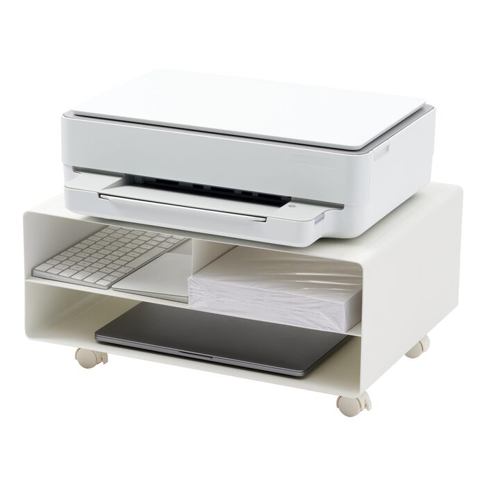 Організатор Yamazaki 4349 Tower Druckerstation: сталева полиця-організатор, мінімалістичний дизайн, білий (48x37x19 см)