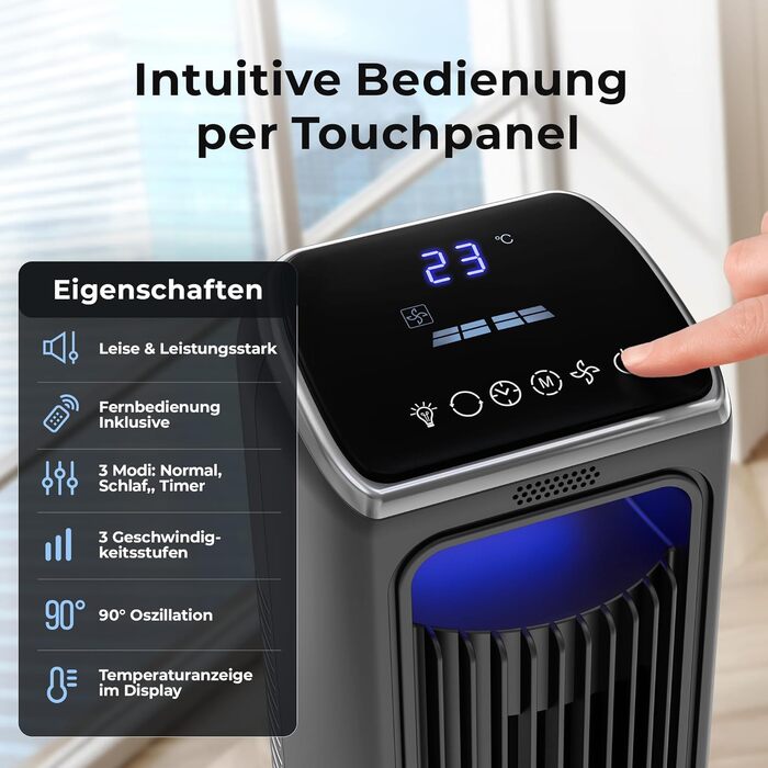Вентилятор підлоговий Balter Turmventilator 106 см з пультом, 3 швидкості, таймер до 15 год