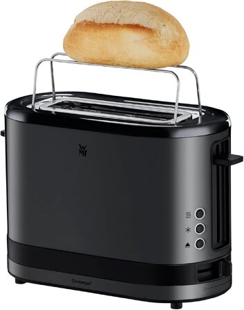 Тостер WMF Küchenminis для 1 тосту XXL, з підставкою для булочок, розморожування, 7 рівнів підсмажування, 600 Вт, нержавіюча сталь, чорний матовий