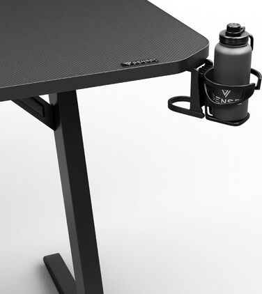 Ігровий стіл SENSE7 Nomad Basic 140x60 см, комп'ютерний стіл з гачком для навушників, підстаканником, тримачем для контролера, ергономічний, карбонова поверхня