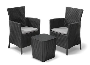 Набір садових меблів для балкона Allibert Iowa Rattan, сірий, 3 предмети - компактний комплект з ротангу