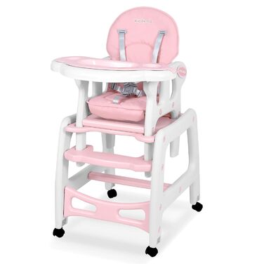 Дитячий стільчик Ricokids Sinco 5в1 - регульований, з функцією гойдання, рожевий