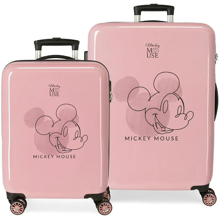 Дорожній набір валіз Disney Mickey, рожевий, 55/68 см, жорсткий ABS, кодовий замок, 4 колеса, 104 л
