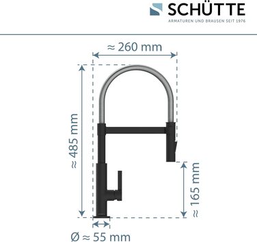 Змішувач кухонний SCHÜTTE MIAMI 79147 з висувним душем, чорний/хром - одноричаговий, з магнітним утримувачем, для мийки