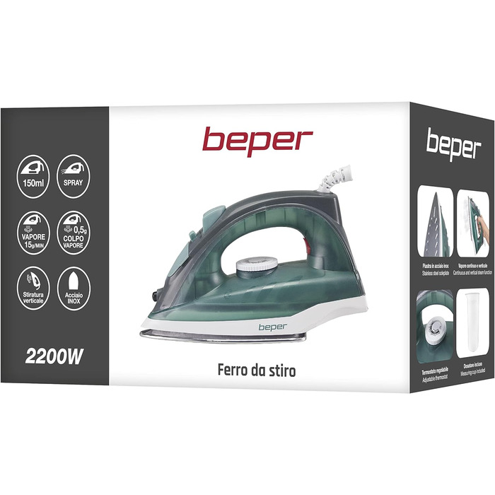 Праска BEPER P204FER004, 2200 Вт, 150 мл, парова, регульована температура, Ottanium