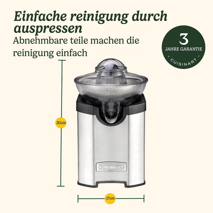 Електрична цитрусова соковижималка Cuisinart з нержавіючої сталі, компактна, для апельсинів, лимонів, лаймів, грейпфрутів, без крапель, підходить для посудомийки