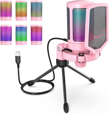 Ігровий USB-мікрофон FIFINE для ПК, PS4, PS5, Mac з підставкою, кнопкою вимкнення звуку, поп-фільтром і антивібраційним кріпленням для стрімінгу, подкастів і студії