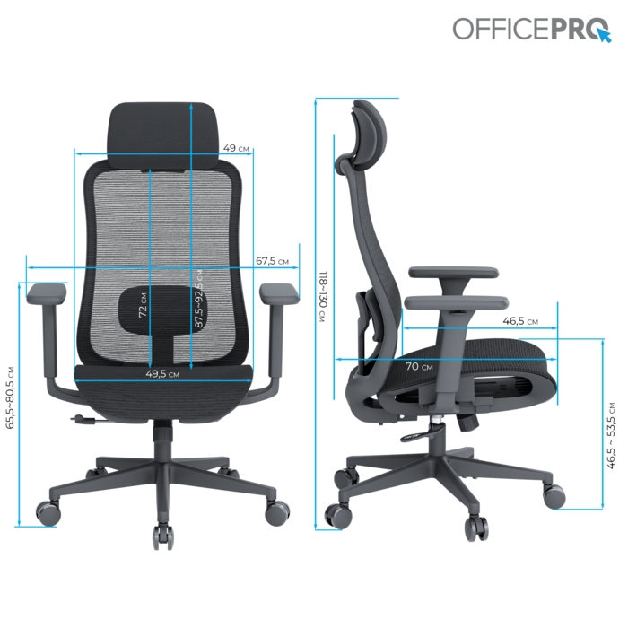 Крісло офісне OfficePro Wave OC670-B-B-B
