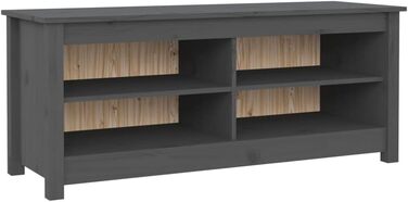 vidaXL Лавка для взуття з полицею, сіра, масив сосни, 110x38x45,5 см – банкетка у передпокій з великим місцем для зберігання