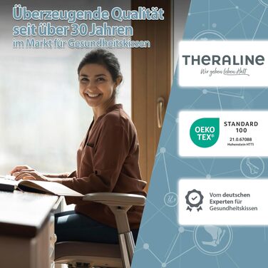Theraline Клиновидна подушка ортопедична для офісного крісла з піни високої щільності, чорна, 100% бавовна, 60°C