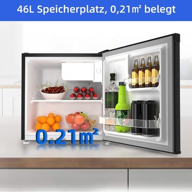 CHIQ Mini Bar: Компактний міні-холодильник 46 л з регулюванням температури, 39 дБ, для офісу, кемпінгу, спальні, готелю, чорного кольору