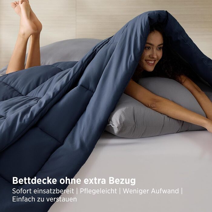 Зимова ковдра BEDSURE 155x220 см, тепла та товста ковдра для зими (450 г/м²), темно-синя, можливость прання
