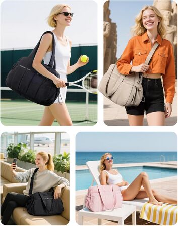 Спортивна сумка-даффл BAGSMART Puffer на 24л для подорожей та тренувань, жіноча сумка-вікенд (колір: верблюжий, розмір S)