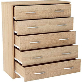 Комод MATKAM з 5 шухлядами Sonoma Oak, 74x85x35 см, ламінована ДСП, сучасний дизайн