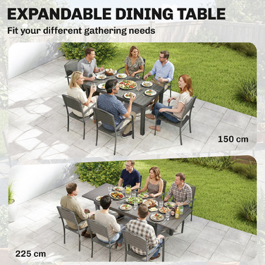 Набір садових меблів 7 предметів: розкладний стіл та 6 стільців, стиль 