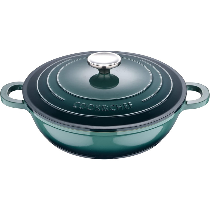 Каструля низька BERGNER Excalibur 24 см з кришкою, алюмінієва, для індукції та духовки, зелена