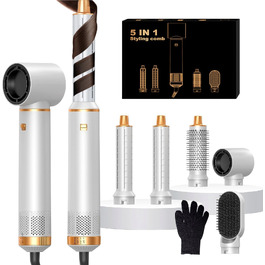Airstyler 5 в 1: Фен-щітка для укладки волосся з насадкою для локонів, чорний/золотий